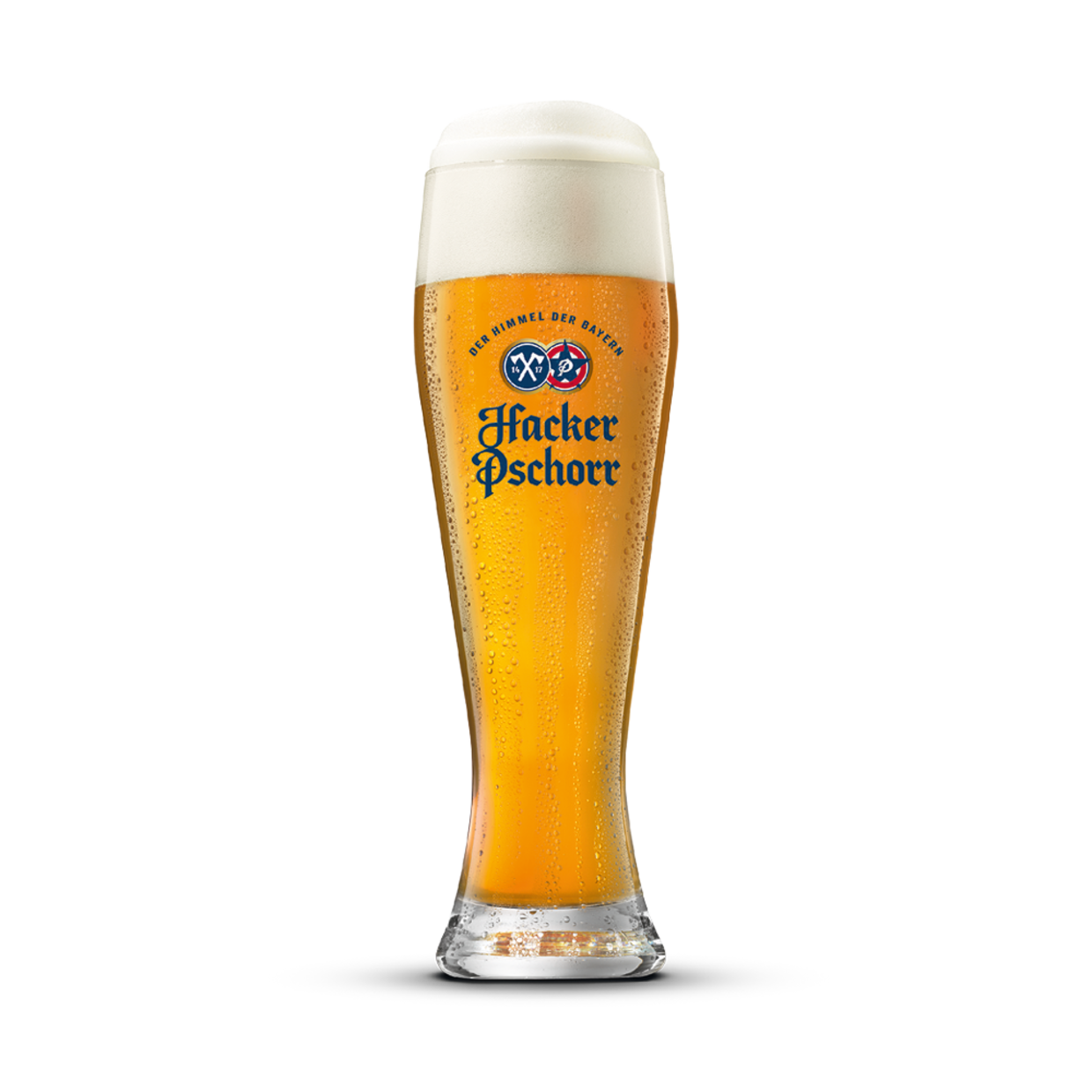 Helles Hacker-Pschorr Weißbier mit Schaumkrone im Maximilians Berlin