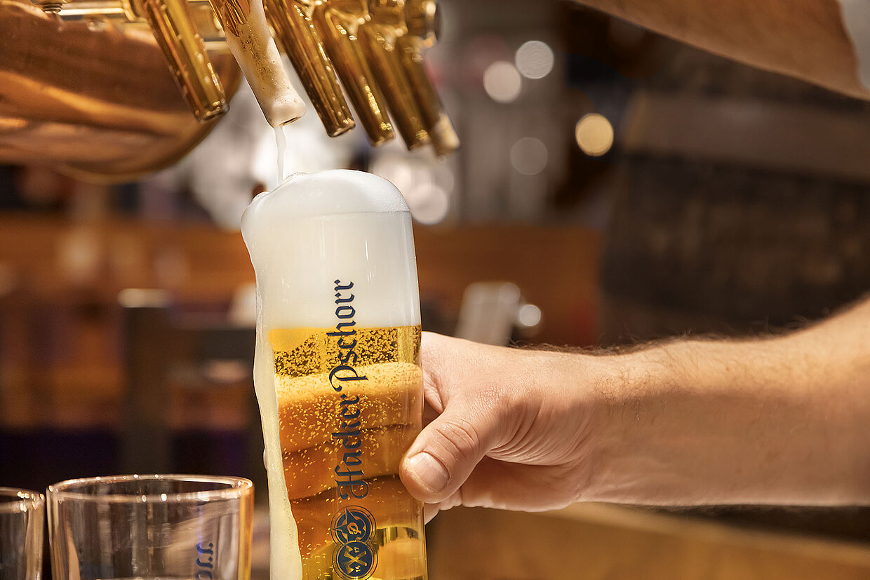 Frisch gezapftes Bier beim Beertasting im Maximilians Berlin Mitte
